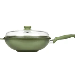 32 cm - Risoli Dr.Green Stone Extra Induction Wok Antiaderente In Alluminio Con Coperchio