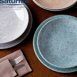 31 cm - Saturnia Granito Piatto Pizza In Porcellana - Set 6 Pz