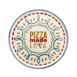 31 cm - Saturnia Pizza Handmade Piatto Pizza 3 Decori In Porcellana Set 6 Pz