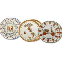 31 cm - Saturnia Pizza Handmade Piatto Pizza 3 Decori In Porcellana Set 6 Pz