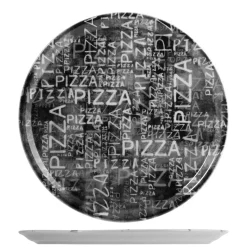 33 cm - Saturnia Pizzaitalic Black & White Piatto Pizza In Porcellana Set 6 Pz