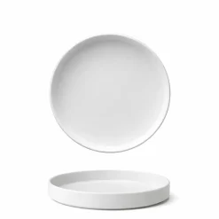 20 cm - Scandia Piatto Piano Impilabile Bordo Alto In Porcellana New Bone China Set 6 Pz