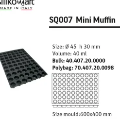6.9 cm - Silikomart SQ009 Stampo Muffin In Silicone