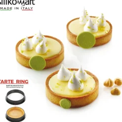 8 cm Silikomart Tarte Ring Stampo Anello Microforato Antiaderente In Silicone - Set 6 Pz