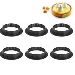 8 cm Silikomart Tarte Ring Stampo Anello Microforato Antiaderente In Silicone - Set 6 Pz