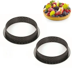 15 cm - Silikomart Tarte Ring Stampo Anello Microforato Antiaderente In Silicone - Set 2 Pz