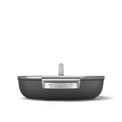 28 cm - Smeg Cookware Tegame Basso Antiaderente Ceramico In Alluminio Con Coperchio