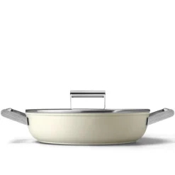 28 cm - Smeg Cookware Tegame Basso Antiaderente Ceramico In Alluminio Con Coperchio
