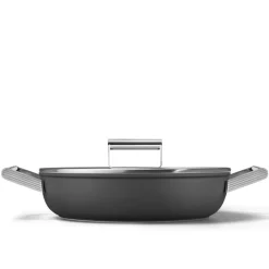28 cm - Smeg Cookware Tegame Basso Antiaderente Ceramico In Alluminio Con Coperchio