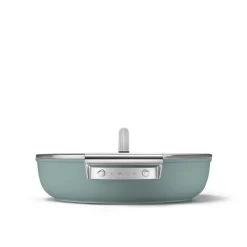 28 cm - Smeg Cookware Tegame Basso Antiaderente Ceramico In Alluminio Con Coperchio
