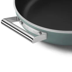 28 cm - Smeg Cookware Tegame Basso Antiaderente Ceramico In Alluminio Con Coperchio