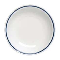 18 cm - Tognana AZ Piatto Fondo In Porcellana Bianca con filo blu Set 12 Pz