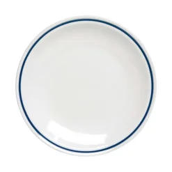 25 cm - Tognana AZ Piatto Piano In Porcellana Bianca con filo blu Set 12 Pz