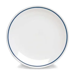 28 cm - Tognana AZ Piatto Piano Rotondo In Porcellana Bianca con filo blu Set 6 Pz