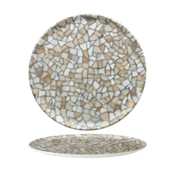 33 cm - Trencadis Piatto Pizza In Porcellana - Set 6 Pz