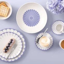 11.7 cm - Villeroy & Boch Fleur Piattino Tazzina Caffè In Porcellana Premium Set 6 Pz