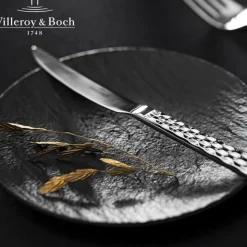 25 cm - Villeroy & Boch Manufacture Rock Piatto Piano In Porcellana - Set 6 Pz
