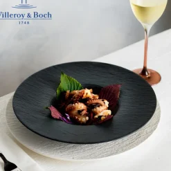 28 cm - Villeroy & Boch Manufacture Rock Piatto Pasta In Porcellana - Set 6 Pz