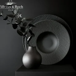 28 cm - Villeroy & Boch Manufacture Rock Piatto Pasta In Porcellana - Set 6 Pz