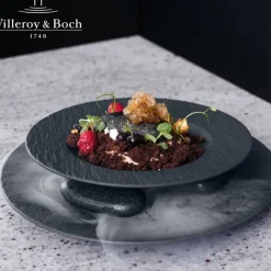 28 cm - Villeroy & Boch Manufacture Rock Piatto Pasta In Porcellana - Set 6 Pz