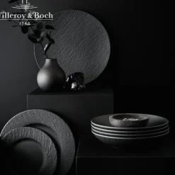 32 cm - Villeroy & Boch Manufacture Rock Piatto Pizza In Porcellana - Set 6 Pz
