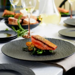 32 cm - Villeroy & Boch Manufacture Rock Piatto Pizza In Porcellana - Set 6 Pz