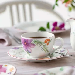 16.7 cm - Villeroy & Boch Mariefleur Basic Piattino Tazza Tè In Porcellana Premium - Set 6 Pz