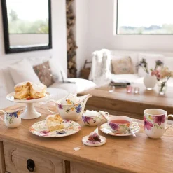 16.7 cm - Villeroy & Boch Mariefleur Tea Piattino Tazza Tè In Porcellana Premium - Set 6 Pz