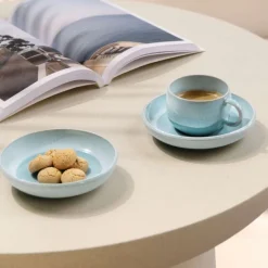 12 cm - Villeroy & Boch Perlemor Aqua Piattino Tazzina Caffè In Porcellana Premium - Set 6 Pz