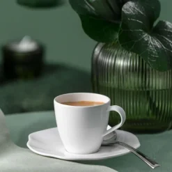 11.6 cm - Villeroy & Boch Pura Piattino Tazza Caffè In Porcellana Premium - Set 6 Pz