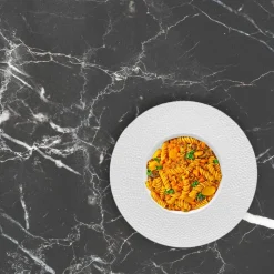 27 cm - Zen Tunisie Martellato Piatto Pasta In Porcellana - Set 6 Pz