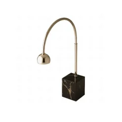 Essentia Leonardo Aside Lampada Da Tavolo In Acciaio Con Base Effetto Marmo Nero