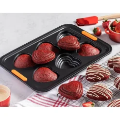 6 Forme - Le Creuset Cuore Stampo Muffin Antiaderente In Acciaio