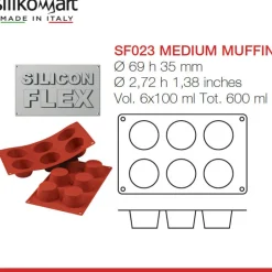 6 Forme Silikomart Classic Stampo Muffin In Silicone