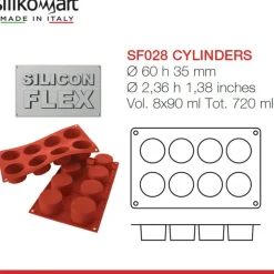 8 Forme Silikomart Classic Stampo Cilindro In Silicone
