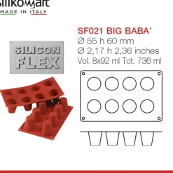 8 Forme Silikomart Classic Stampo Babà In Silicone