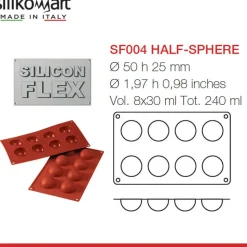 8 Forme Silikomart Classic Stampo Semisfera In Silicone