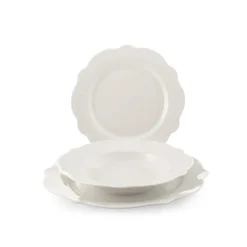 H&H Blanc Servizio Tavola Festonato In Porcellana Set 18 Pz