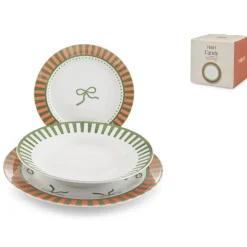 H&H Candy Servizio Piatti In Porcellana - Set 18 Pz