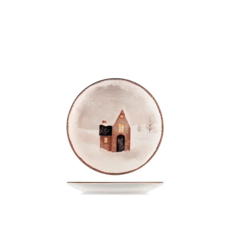 H&H Cinnamon Glows Servizio Piatti Decoro Natalizio In Stoneware Set 18 Pz