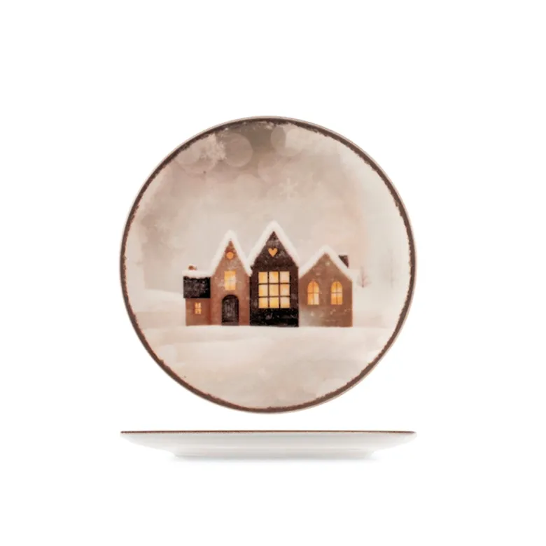 H&H Cinnamon Glows Servizio Piatti Decoro Natalizio In Stoneware Set 18 Pz