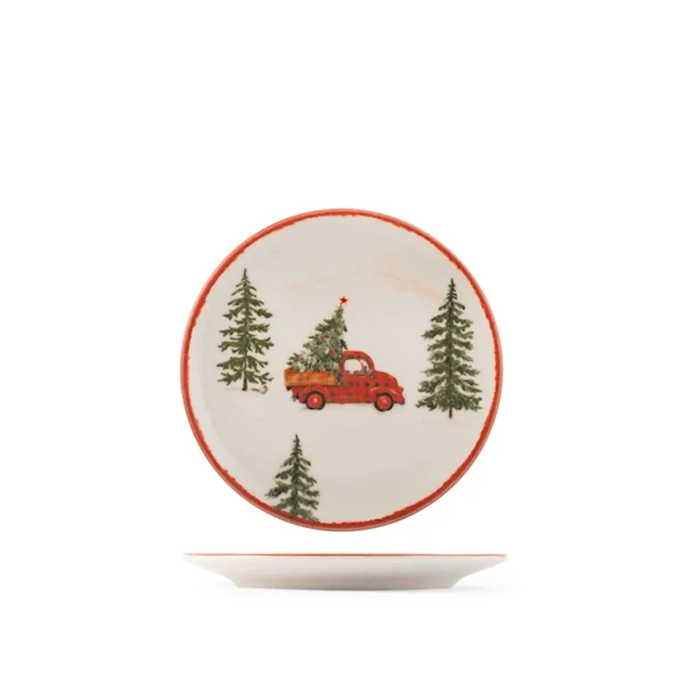 H&H Coupe Adventure Servizio Piatti Con Decoro Natalizio In Stoneware Set 12 Pz