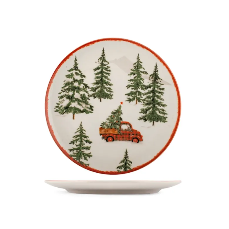 H&H Coupe Adventure Servizio Piatti Con Decoro Natalizio In Stoneware Set 12 Pz
