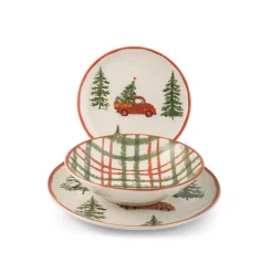 H&H Coupe Adventure Servizio Piatti Con Decoro Natalizio In Stoneware Set 12 Pz