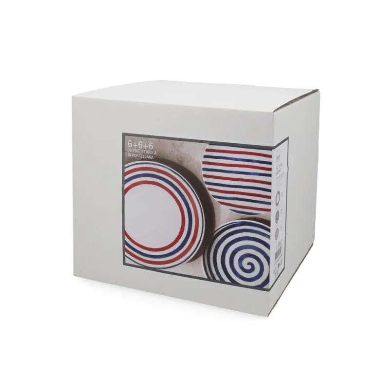 H&H Coupe Graphic Servizio Piatti In Porcellana - Set 18 Pz