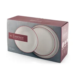 H&H Essence Red Servizio Piatti In Porcellana - Set 12 Pz