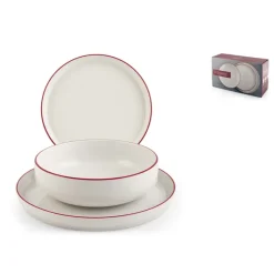 H&H Essence Red Servizio Piatti In Porcellana - Set 12 Pz