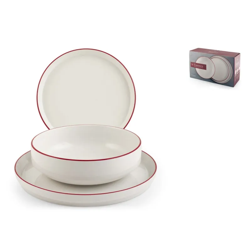 H&H Essence Red Servizio Piatti In Porcellana - Set 12 Pz