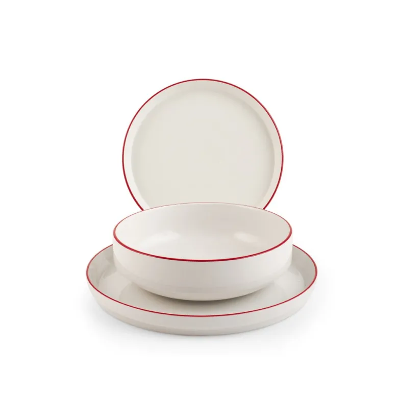 H&H Essence Red Servizio Piatti In Porcellana - Set 12 Pz