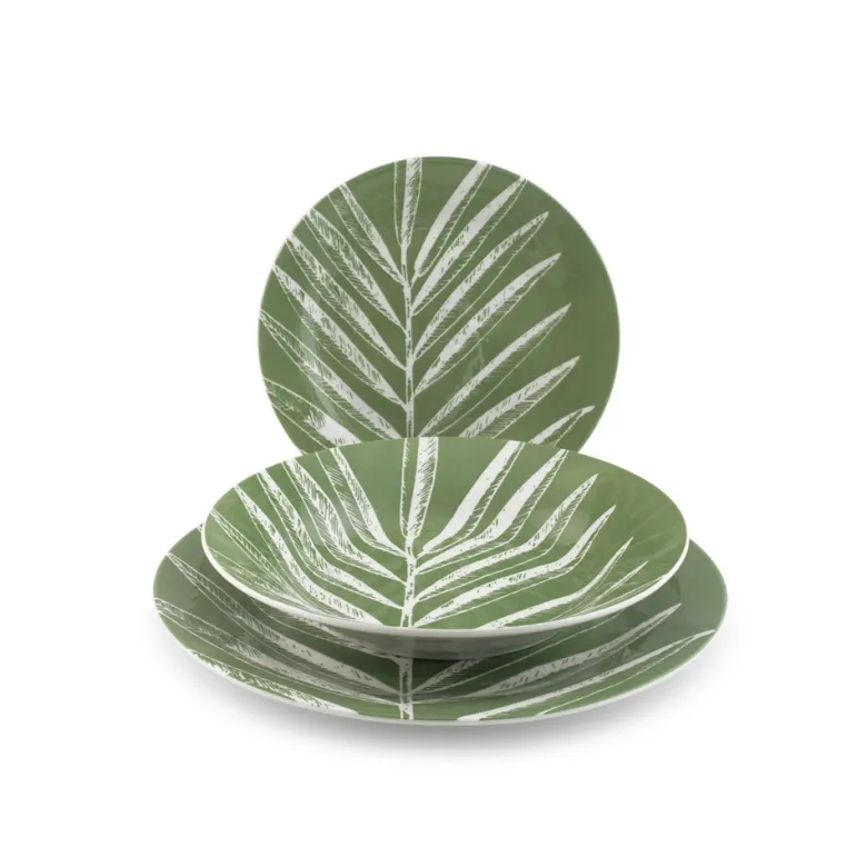 H&H Mint Foliage Servizio Piatti In Porcellana - Set 18 Pz